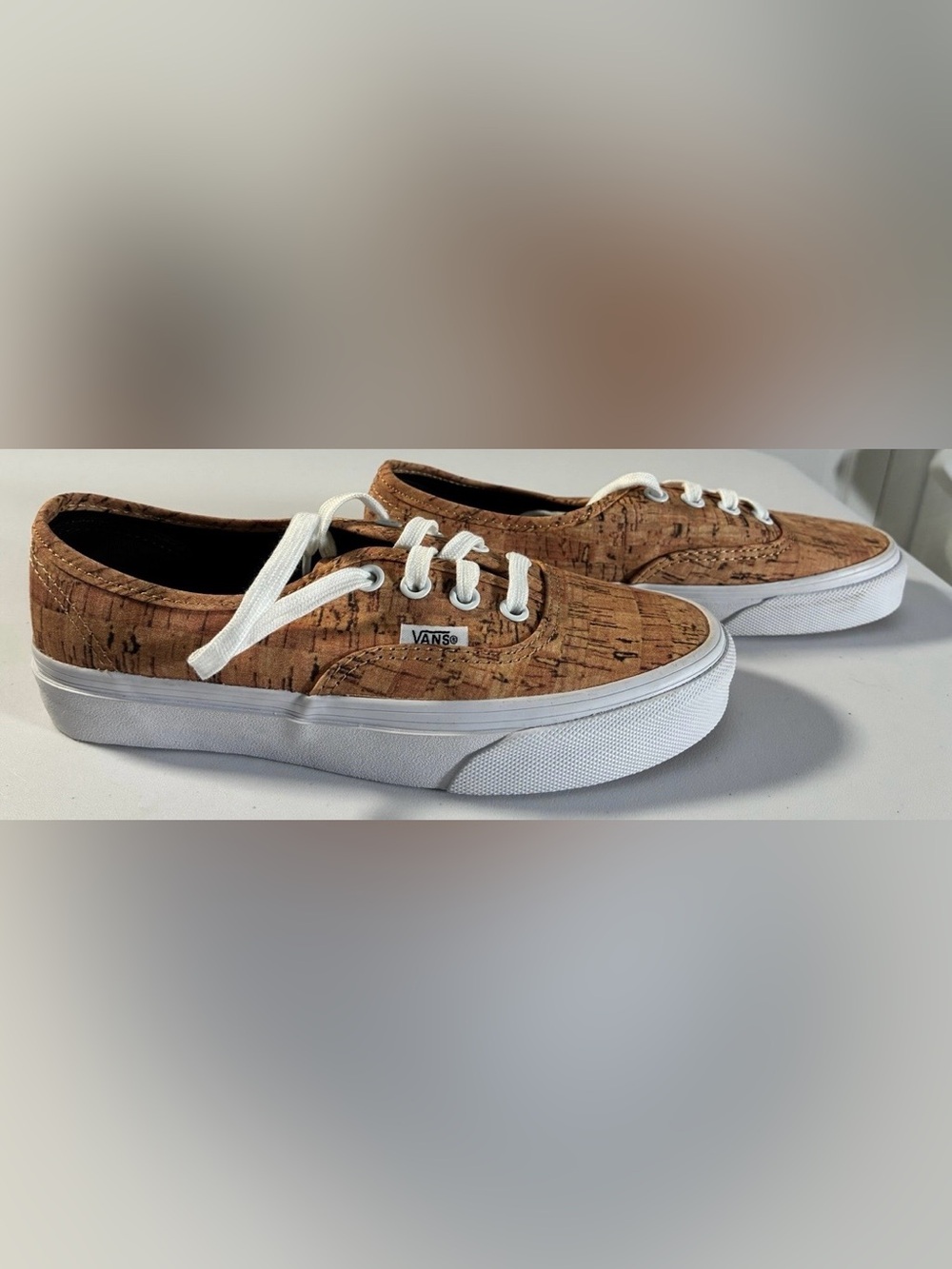 Vans Authentic Cork Print Sneakers Women's 5.5 Men's 4 Tan Low Top